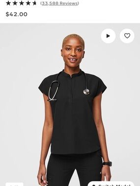 Rafaela oversized scrub top - black